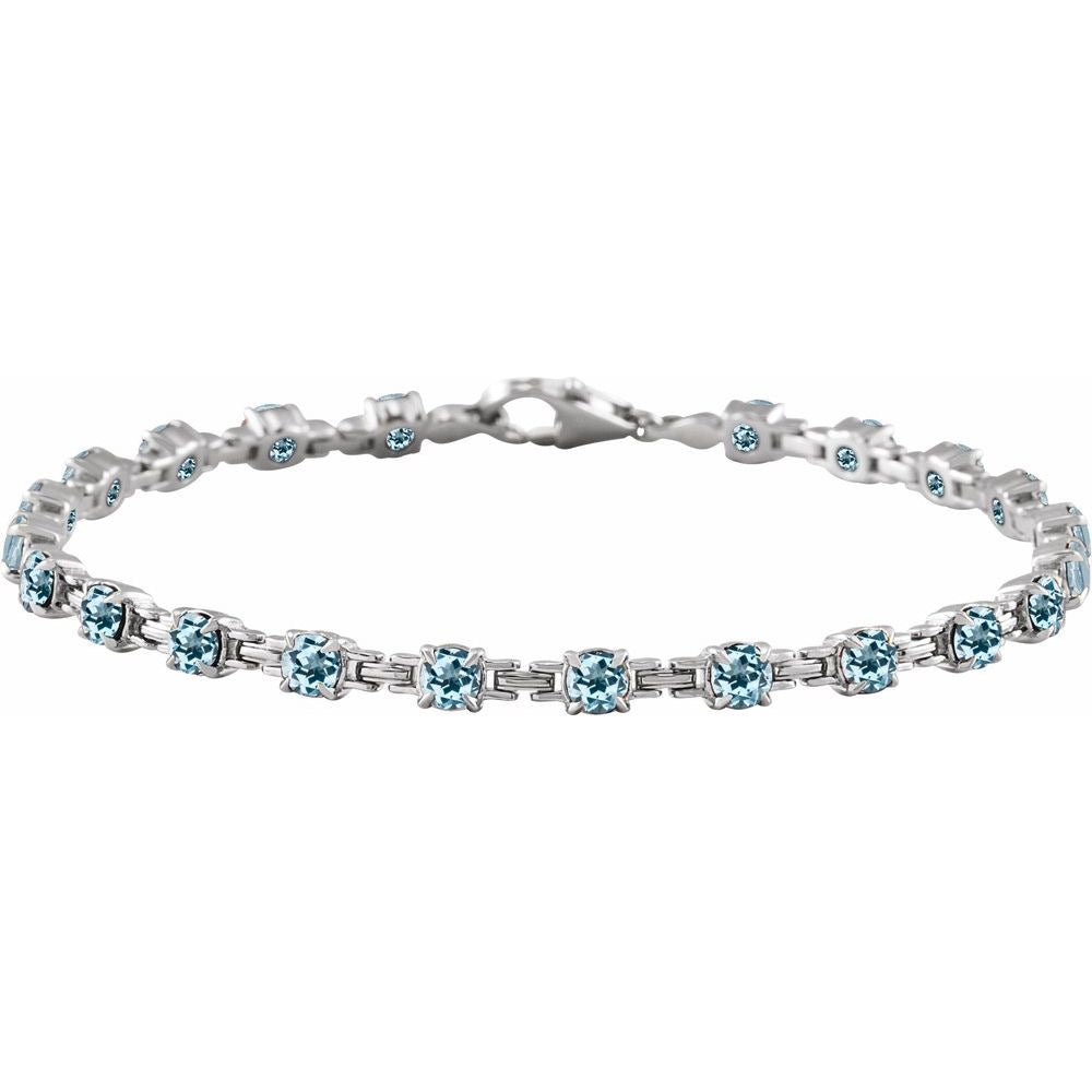 14K White Natural Sky Blue Topaz 7 1/4" Line Bracelet