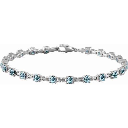 14K White Natural Sky Blue Topaz 7 1/4" Line Bracelet