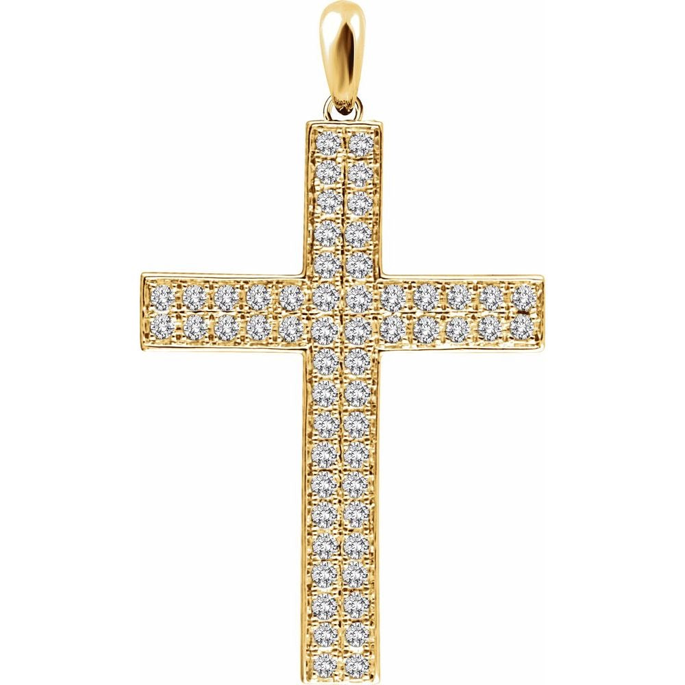 14K Yellow 1/2 CTW Natural Diamond Cross Pendant