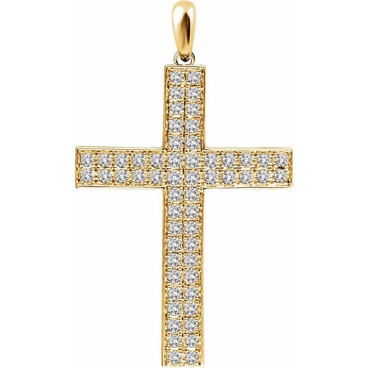 14K Yellow 1/2 CTW Natural Diamond Cross Pendant
