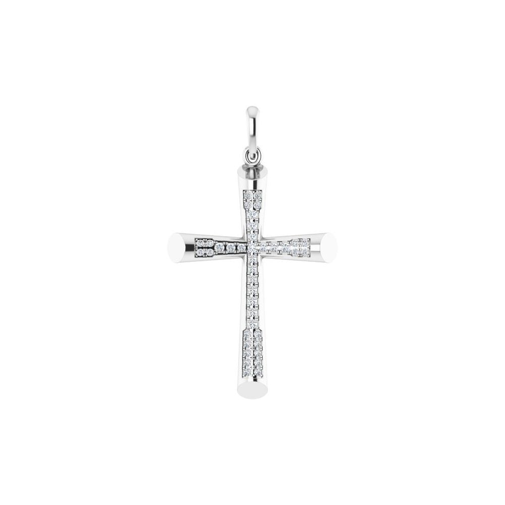 14K White Gold 1/4 CTW Natural I1 Diamond Micro Pavé Cross Pendant