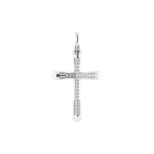 14K White Gold 1/4 CTW Natural I1 Diamond Micro Pavé Cross Pendant