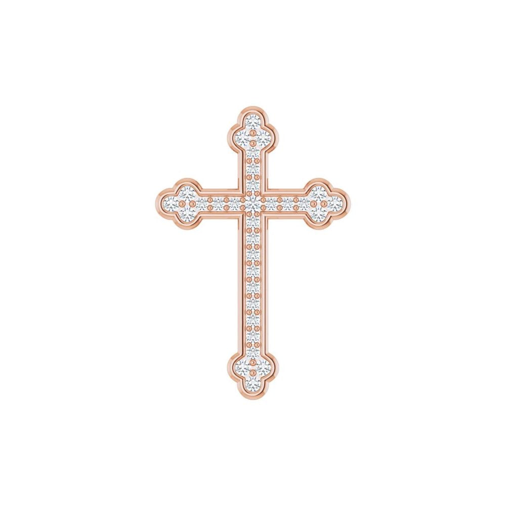 14K Rose Gold 1/2 CTW Natural I1 Diamond Cross Pendant