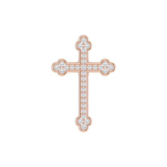 14K Rose Gold 1/4 CTW Natural I1 Diamond Cross Pendant