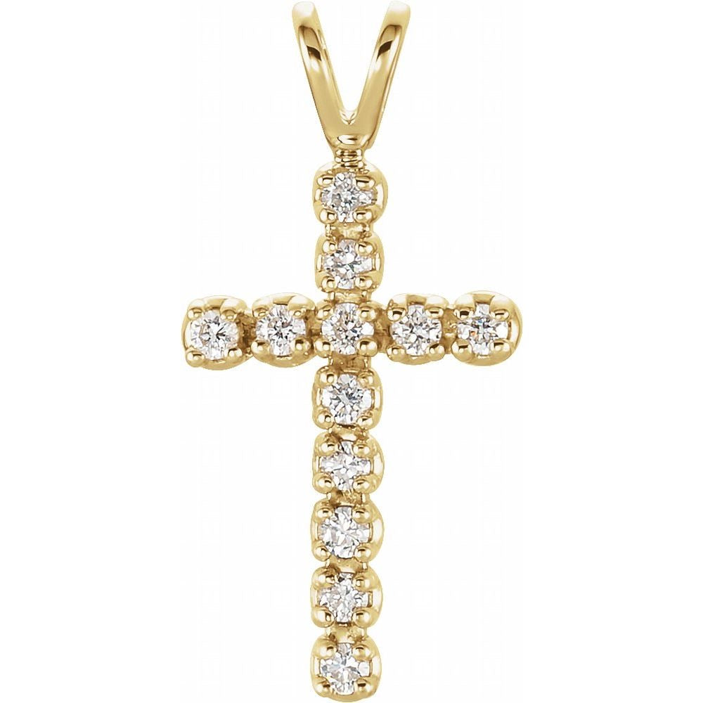 14K Gold 1/8 CTW Natural SI1 Diamond Cross Pendant