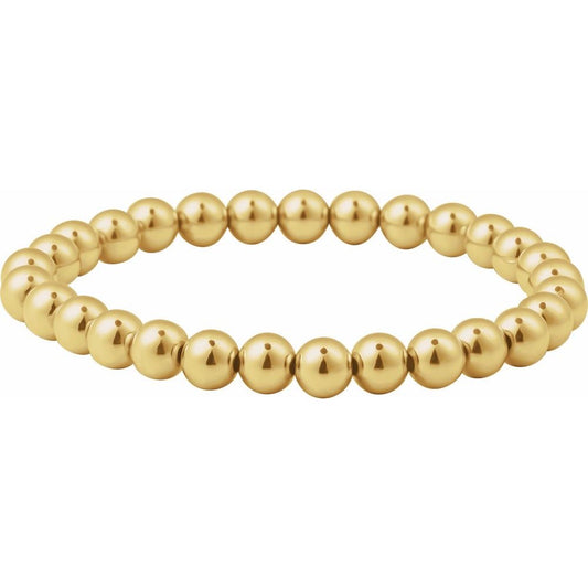 14K Gold-Filled 6 mm Elastic Bead 6 1/2" Bracelet
