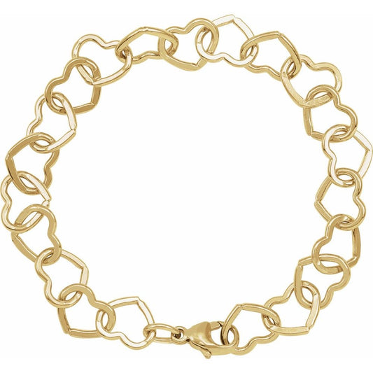 14K Gold-Filled 9 mm Heart 7" Chain