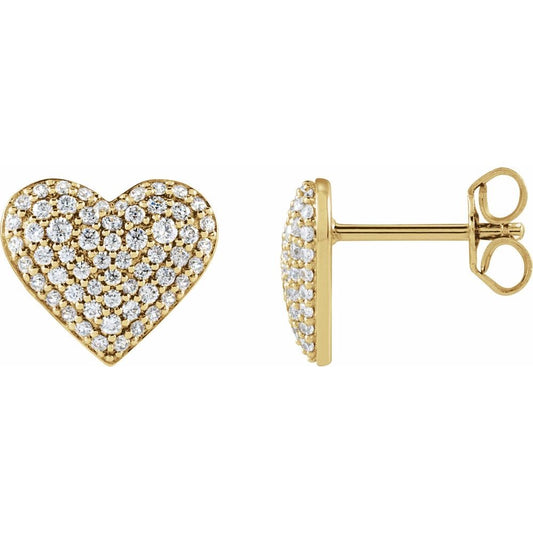 14K Gold 1/2 CTW Lab-Grown SI Diamond Puffed Heart Earrings