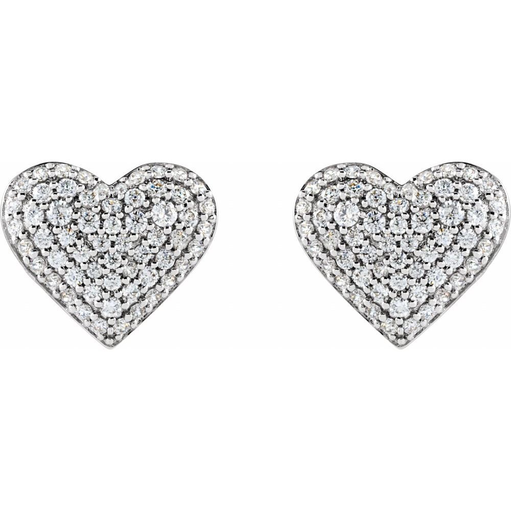 14K White Gold 1/2 CTW Natural I1 Diamond Puffed Heart Earrings
