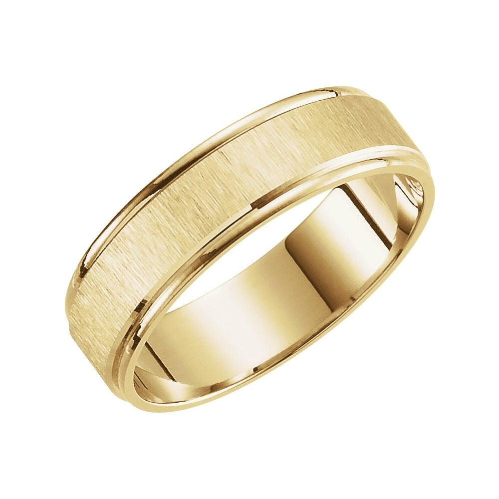10K Gold 6 mm Grooved Lightweight Comfort-Fit Flat Band Size 10