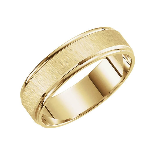 10K Gold 6 mm Grooved Lightweight Comfort-Fit Flat Band Size 10