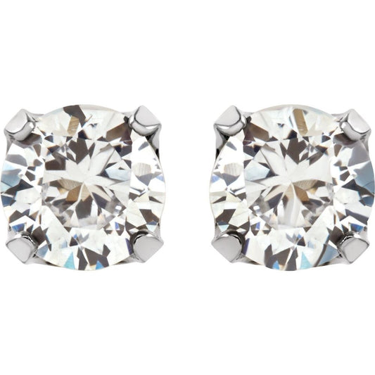 Stainless Steel 5 mm Imitation White Cubic Zirconia Inverness® Piercing Earrings
