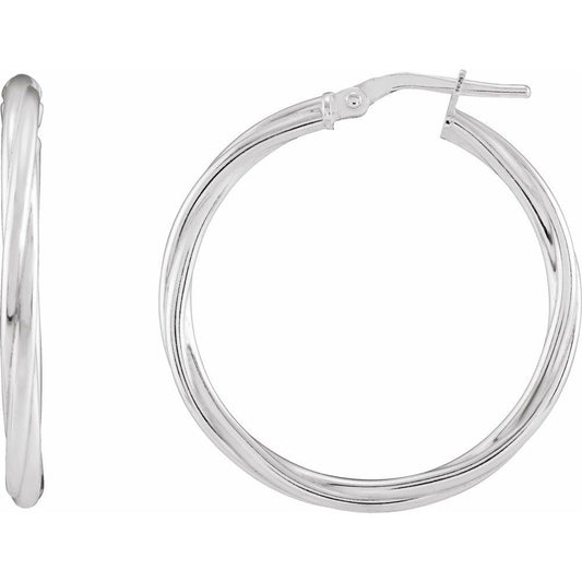 Sterling Silver Twisted Tube 30 mm Hoop Earrings