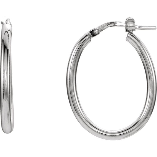 Sterling Silver 24x18 mm Tube Hoop Earrings
