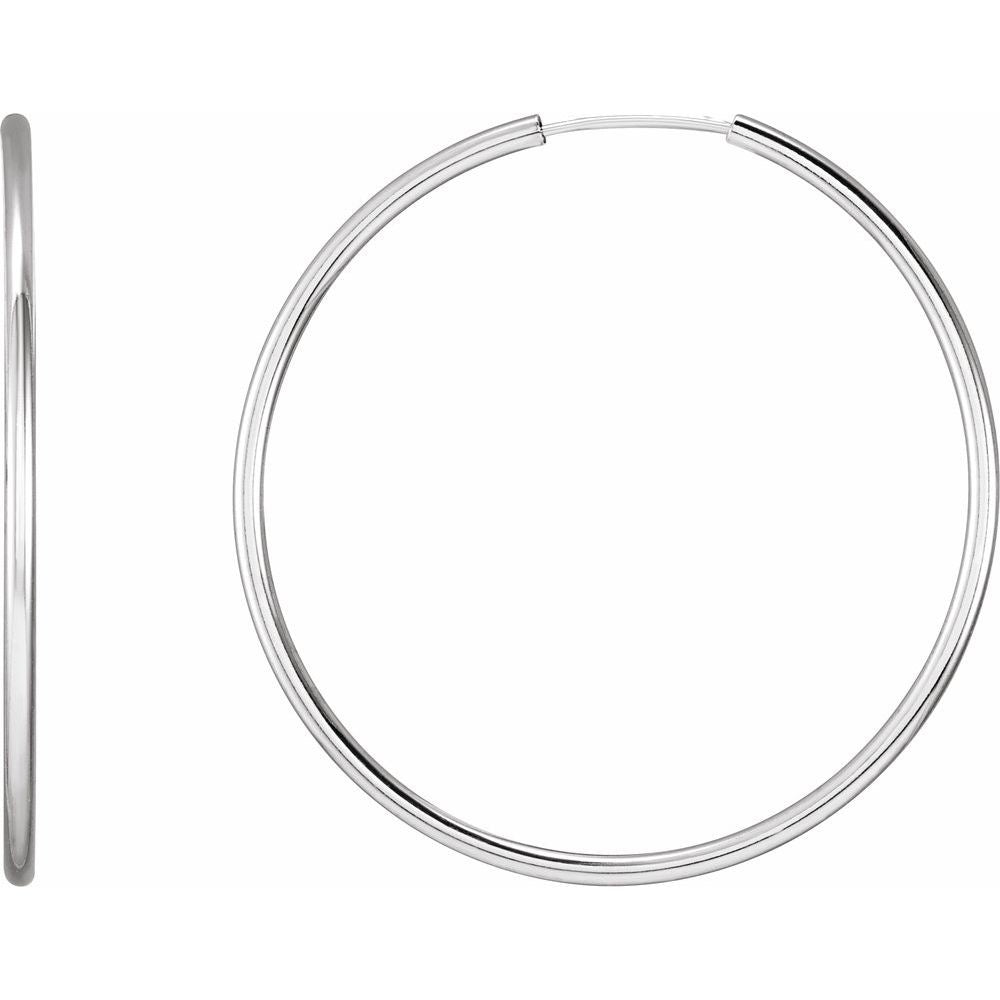 Sterling Silver Endless Tube 40 mm Hoop Earrings