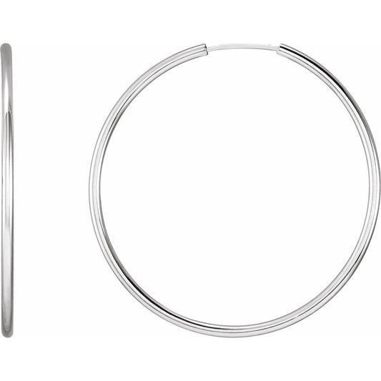 Sterling Silver Endless Tube 40 mm Hoop Earrings