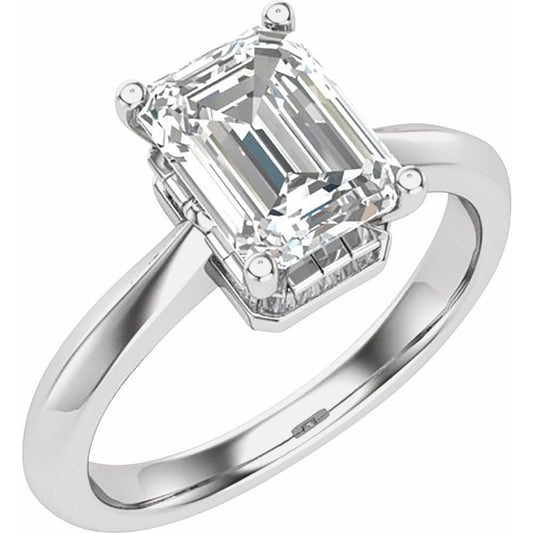 14K White 7 x 5 mm Emerald 1/5 CTW Natural Diamond Engagement Ring